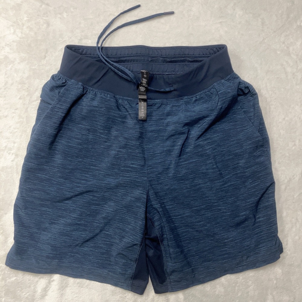 Lululemon T.H.E. Linerless 7" Inch Shorts Mens M Heather Navy Blue Gym Athletic
